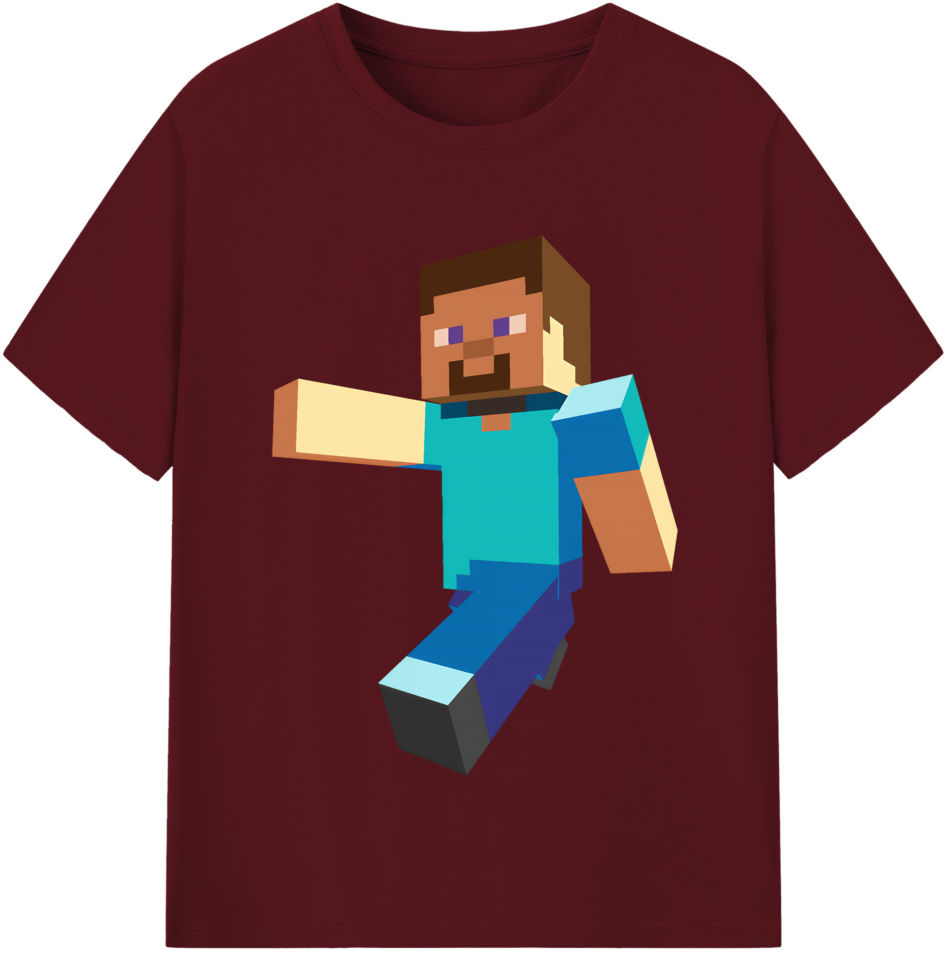 （画像用） マインクラフト ブロックの世界 Minecraft MC Block world 綿100％半袖Tシャツ（フロントプリント）
